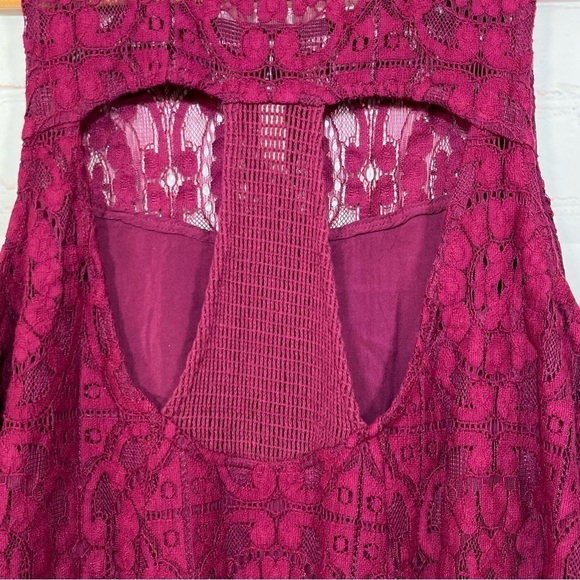 Free People Tunic Lace Tank Babydoll Dress Womens XS Maroon Lined - Picture 10 of 12